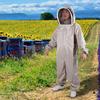 Hooded Beekeeper Suit, Protective Clothing with Removable Fencing Veil, Breathable, Double  , Elastic Cuff for Beekeeping, Suitable Height