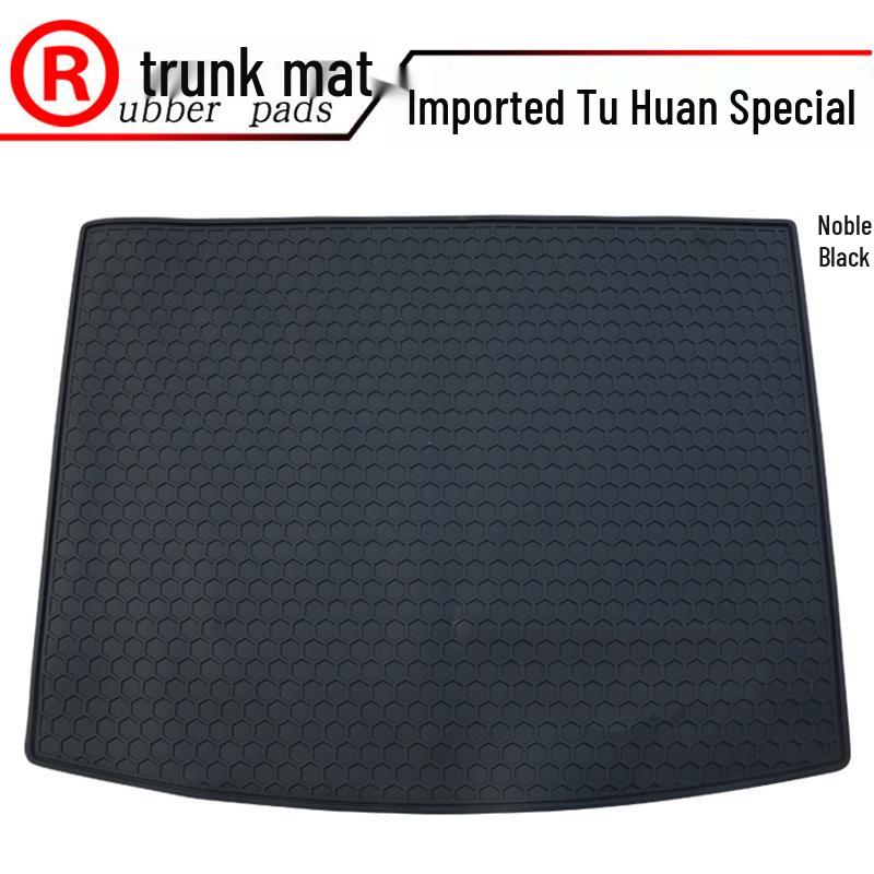 

Volkswagen Tiguan Special Rubber Trunk Mat Imported Tu Huan Black with Black Edge Trunk Mat