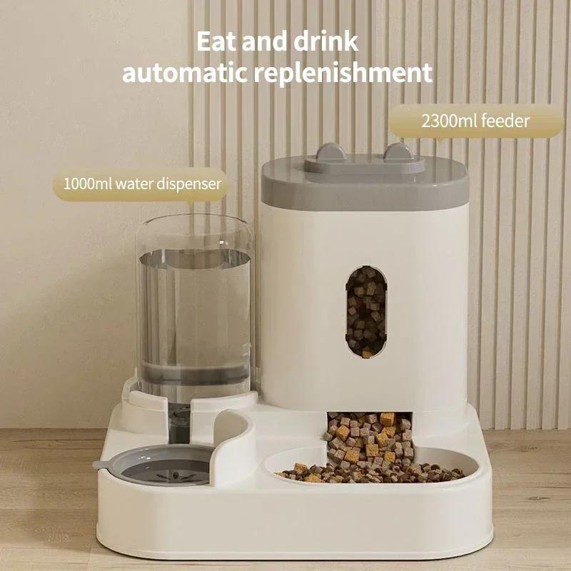 Automatic 2-in-1 Dog Cat Food And Water Feeder Bowl Large Food Dispenser with Watering System for Puppies Kittens Pet Accessorie