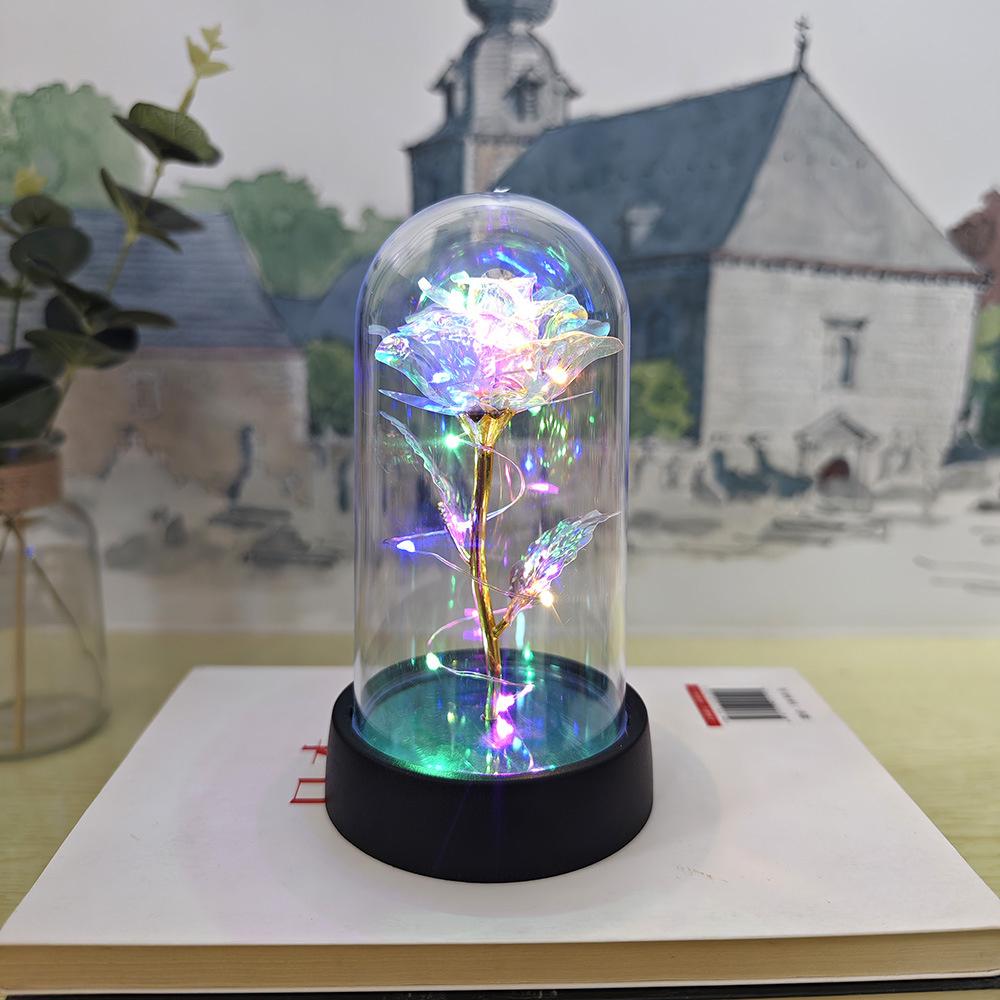Rose artificielle rouge colorée, décoration de mariage, cadeau créatif pour la Saint-Valentin, la fête des mères, rose lumineuse dans un plastique