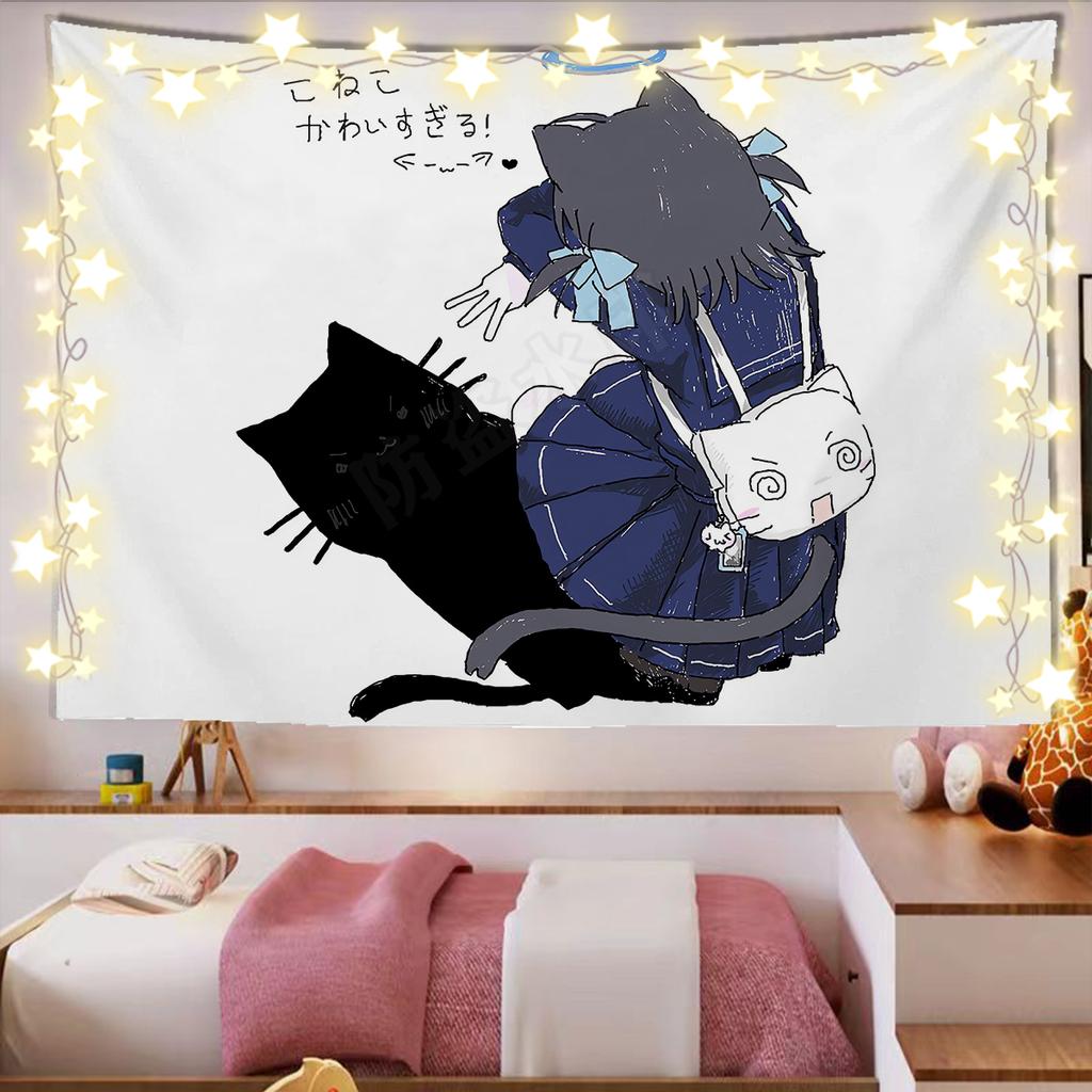 Kawaii Home Decor Wall Hanging Tapestry Anime Girl Tapestry Wall Bedroom Background Decor Cute Fashion Lady Tapestries