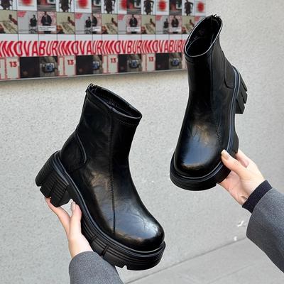 Plateau Martin Stiefel Damen neue Herbst- und Winter High Heels kleine Stiefeletten vielseitige dünne kurze Stiefel