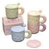 Fufu Contrasting Color Mug with Lid Spoon Birthday Gift for Girls Best Friend Practical Water Cup Ceramic Souvenir