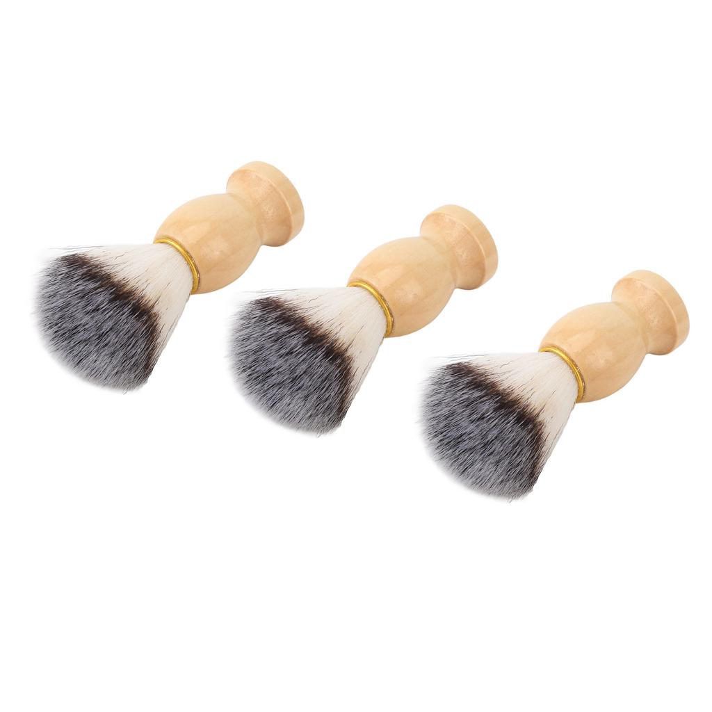 3pcs Men Beard Cleansing Brush Soft Hair Wooden Handle Rich Foam Beard Grooming Brush for Daily Use