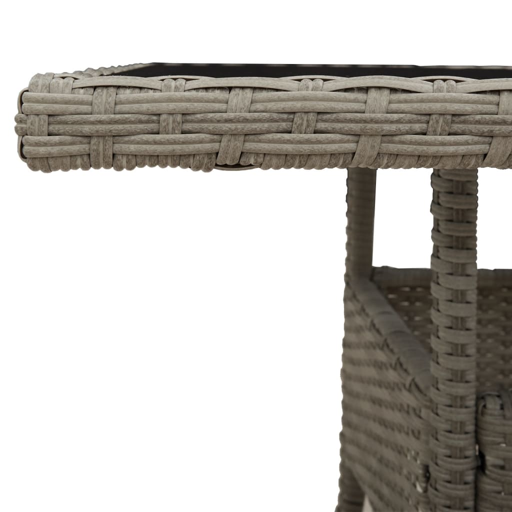 Garden Table with Glass Top Light Grey 80 x 80 x 75 cm Poly Rattan