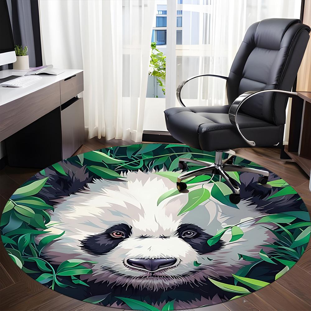 1pc Panda Bamboo Office Round Area Rug,  Mat Suitable ForOffice, Under Office Chairs Bedroom Living Room Home Decor, Room Deco