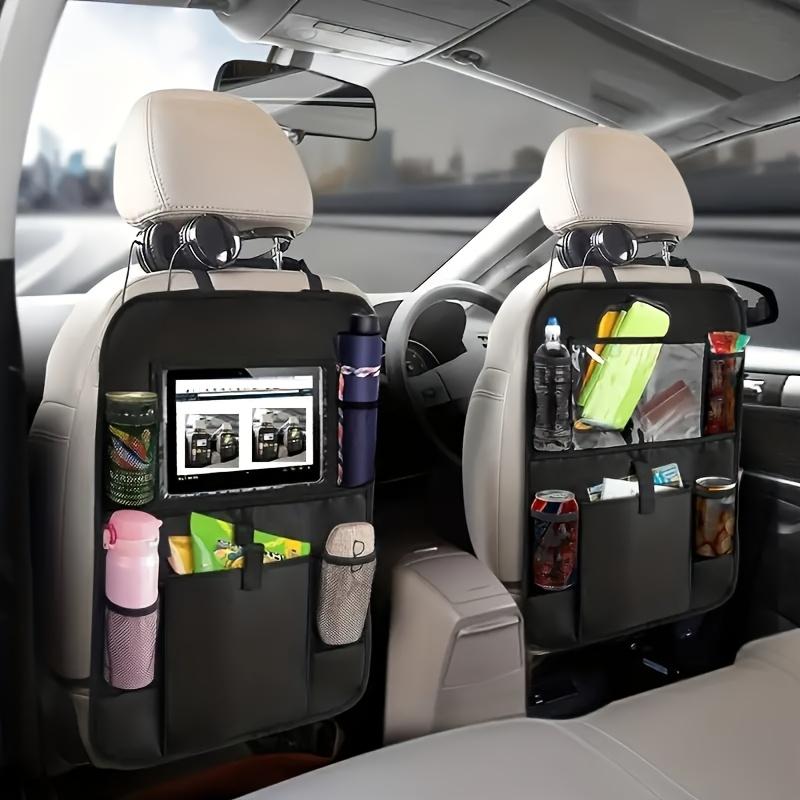 Car Seat Back Storage Bag, Rear Seat Kick Mat Protector, Durable Waterproof Oxford Cloth Mesh Pocket for Storing Accessories and Toys.
