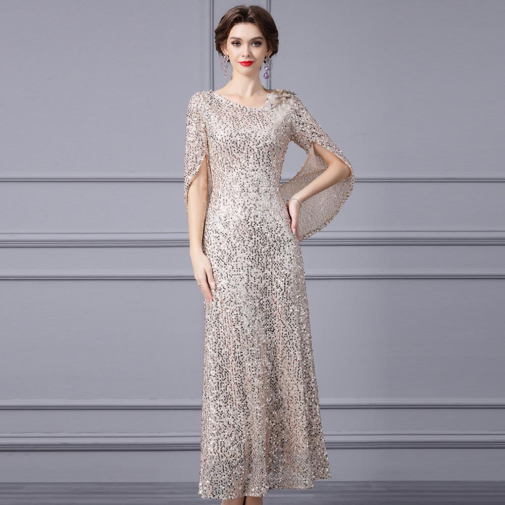 2025 High-End Zhilishishang Sequin Evening Gown: Elegant Long Dress for Banquet Hostess and Socialite