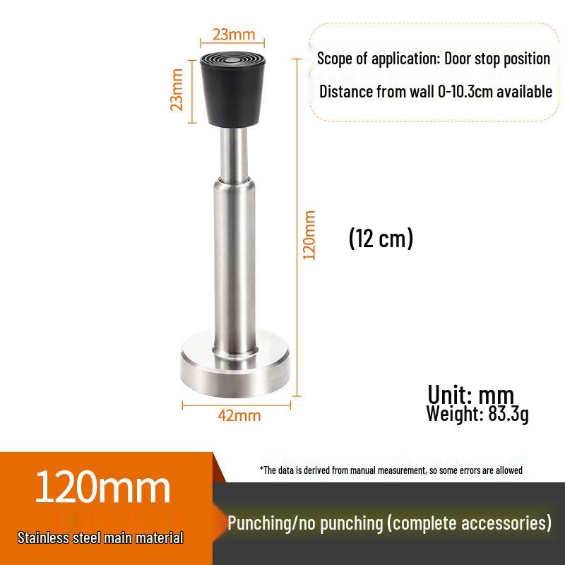 Wall-Mounted Stainless Steel Hydraulic Door Stop with Silent Rubber Buffer and Anti-Collision Bumper