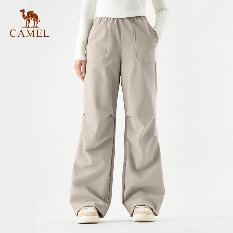 Camel Fleece-Lined Water-Repellent Wide-Leg Utility Softshell Pants
