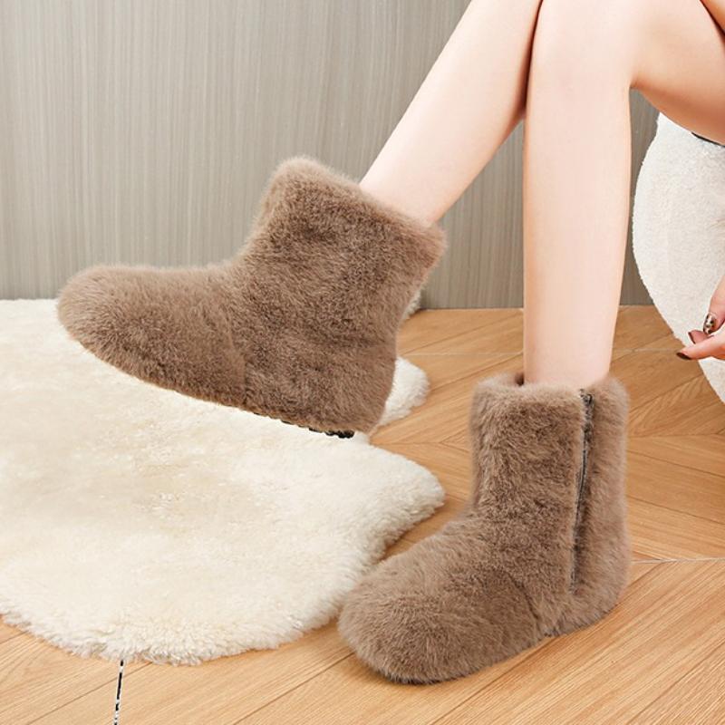 Fashion Women Fur Ankle Boots Fashion New Snow Boots 2025 Designer Short Plush Winter Shoes Trend Woman Sneakers Walking Botas Mujer