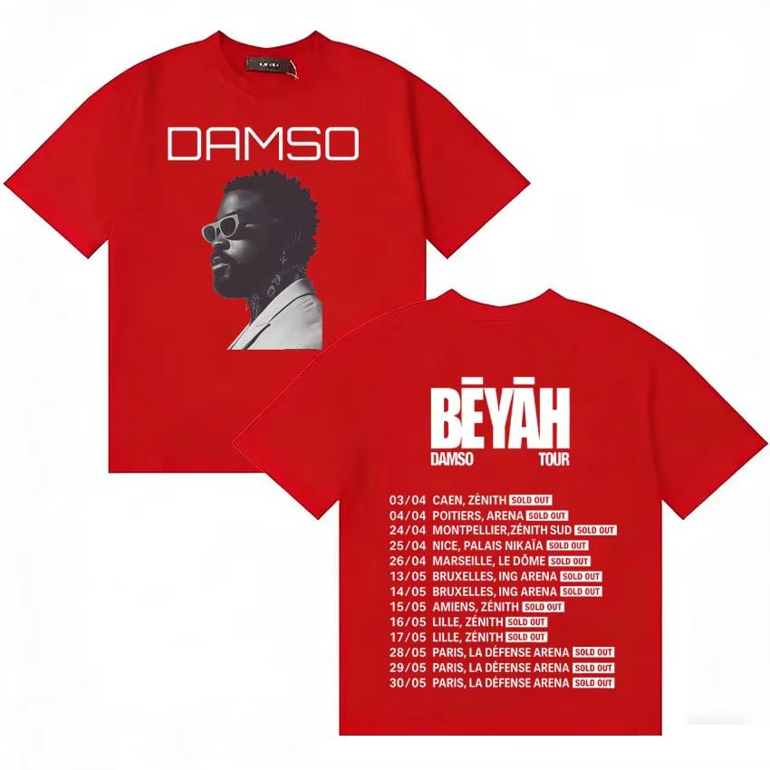 Singer Damso Tour Beyah Album Hip Hop Aesthetic Short Sleeve T Shirt Unisex WOMEN Loose ONeck Cotton Tshrit Unisex Ins Yk