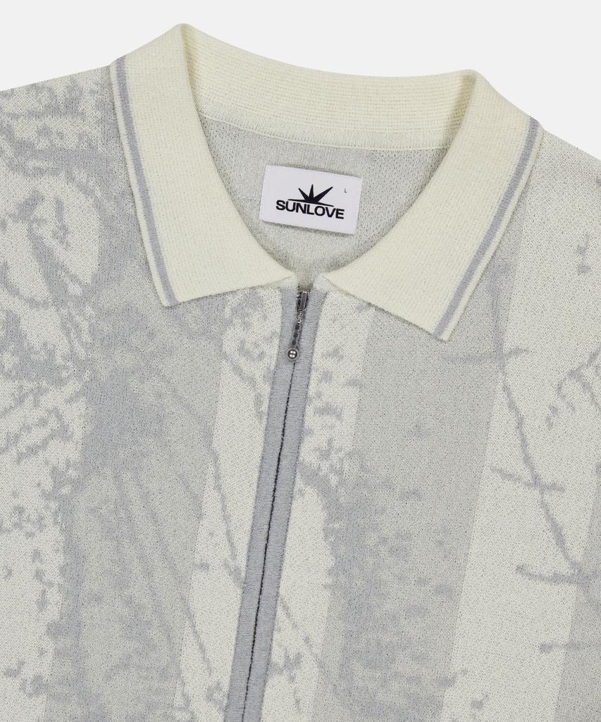 Sun Love Jacquard Full Zip Knit Polo Beige