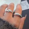 925 Sterling Sølv Ringe til Kvinder Par Minimalistisk Håndlavet Simpel Skinnende Zirkon Ring Fint Smykke Gave Forebyg Allergi