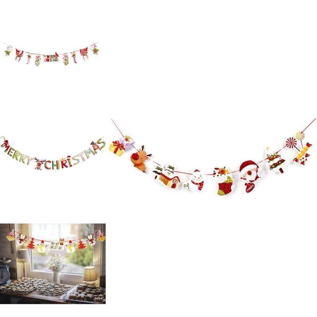 Festive Christmas Spirit Pulling Flag Ornament Santa Claus Party Decoration