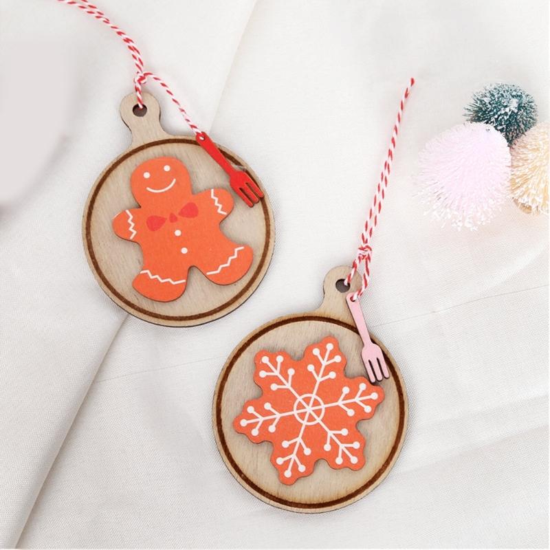 Handcrafted Wooden Holiday Cookie Decorations Safe For Kids Pet Nontoxic Paint Efficient Christmas Ornament