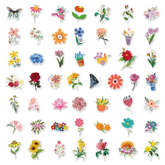 

100Pcs Cute Flower Stickers Sel-adhesive DIY Graffiti Aesthetic Decal Waterproof No Residue Laptops Phones Skateboards PVC Sticker Decor