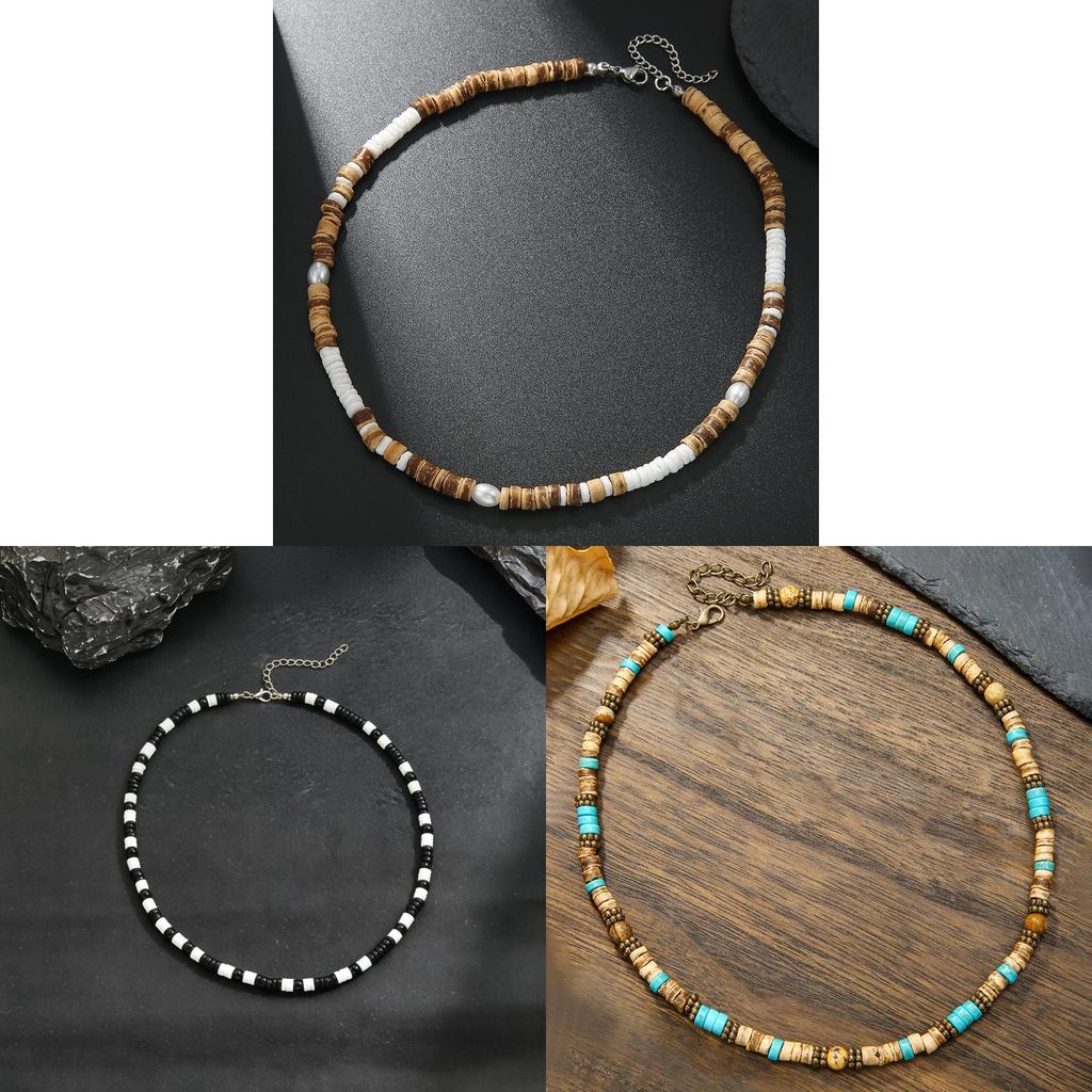 Collana di Guscio di Cocco Fatta a Mano Geometrica Casual Unisex Gioiello Per l'Estate