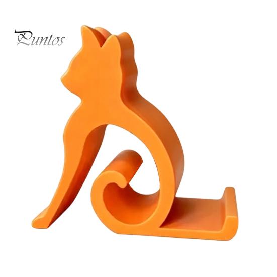 Stable Phone Support Cute Cat Stand Curled Tail Kitty Desk Holder for Cell Black Dock Tablet, 3D Printed Universal Stand Office Bedroom, Gift Lovers