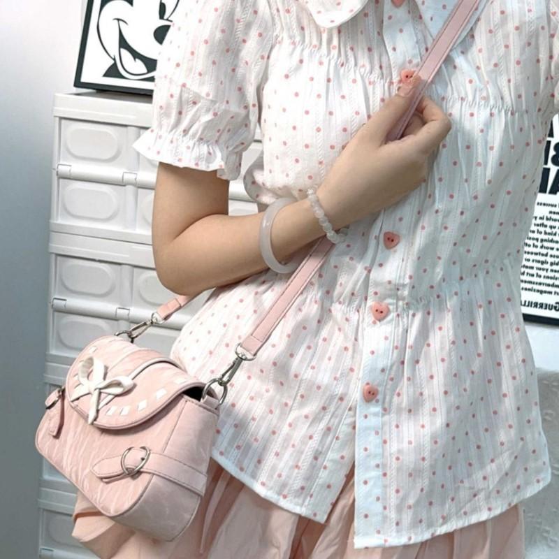 JIAERDI Sweet Bow Pink Underarm Bag Women Hot Girls Leather Shoulder Crossbody Bag Female Fairycore Aesthetic Y2k Handbag New