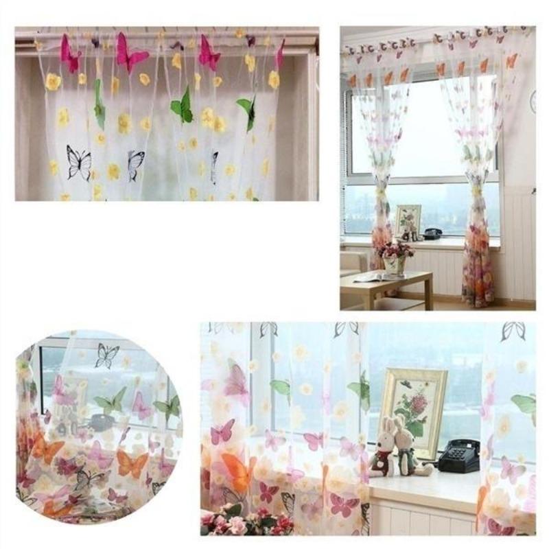 Rod Pocket New Beautiful Window Curtain Large Butterfly Print Screens