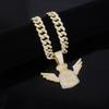 Alloy Necklace Men's Trend Cross-Border Flying Money Bag Wings US Dollar Pendant, Hip Hop Fashion Diamond Pendant