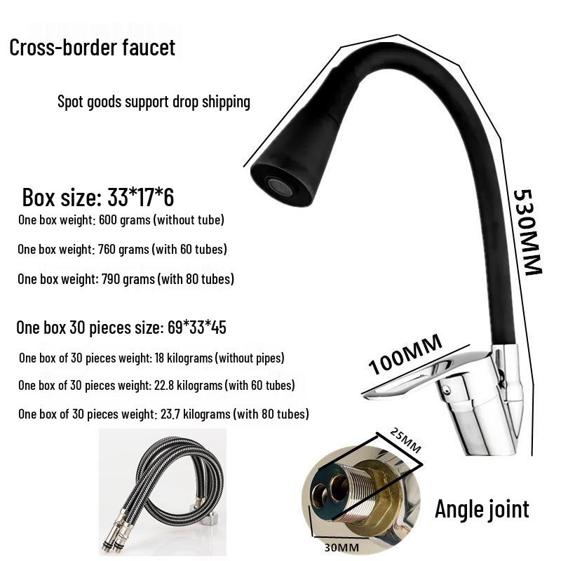 Stainless Steel Rotatable Kitchen Faucet for Sink with Hot & Cold Water