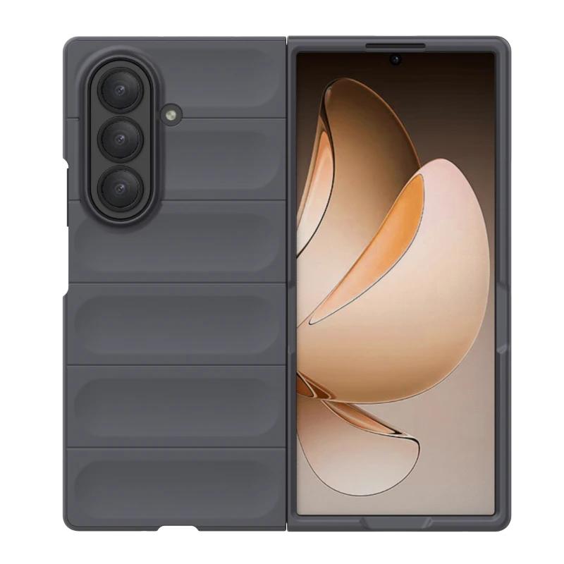Simple Bunsiness Phone Case For Samsung Galaxy Z Fold 7 6 5 4 3 Soft Liquid Silicone Naked Device Feel Anti-Drop Protector Cover