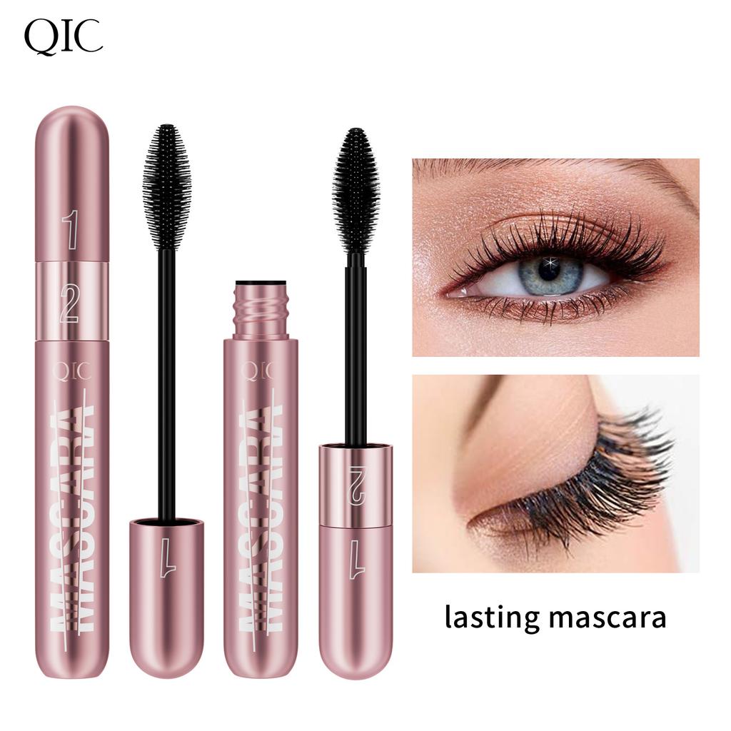 QIC Mascara Waterproof, Sweatproof, Thick, Slender and Non-smudging Double Effect 2 In 1 Mascara
