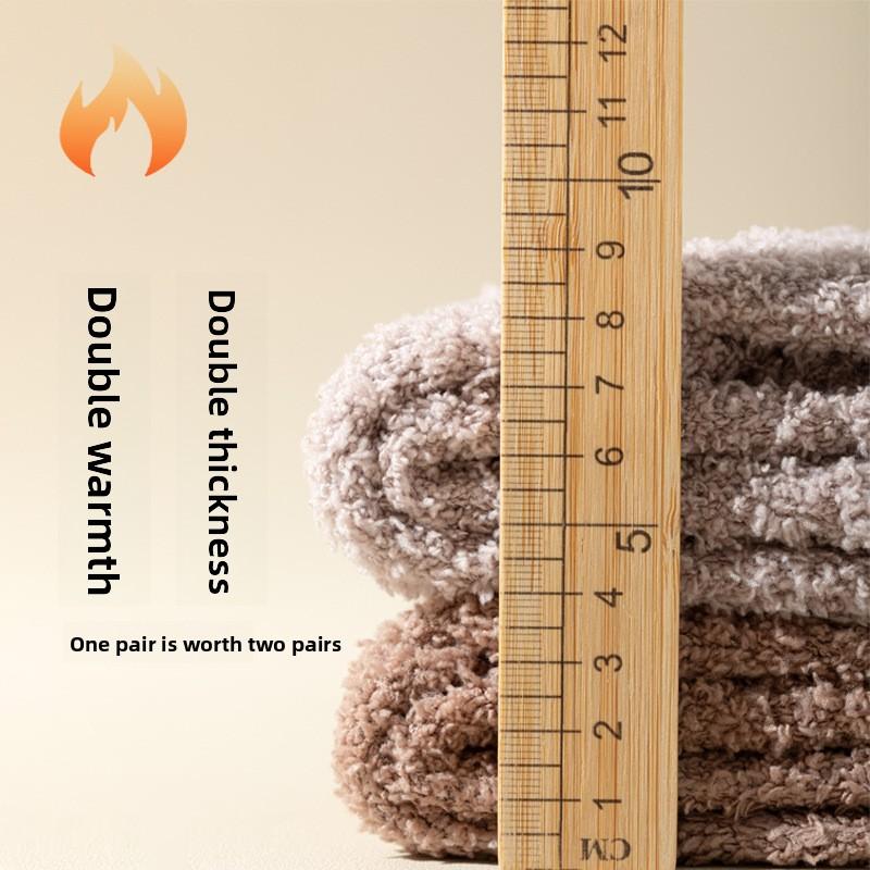 Coral Fleece Socks for Women, Warm and Non-freezing Feet In Autumn and Winter, Thick Anti-slip Socks with Fleece Silicone Soles
