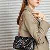 Cowhide Rhombus Armpit Bag, Leather Versatile Shoulder Chain Bag, Fashion Lock Small Square Bag