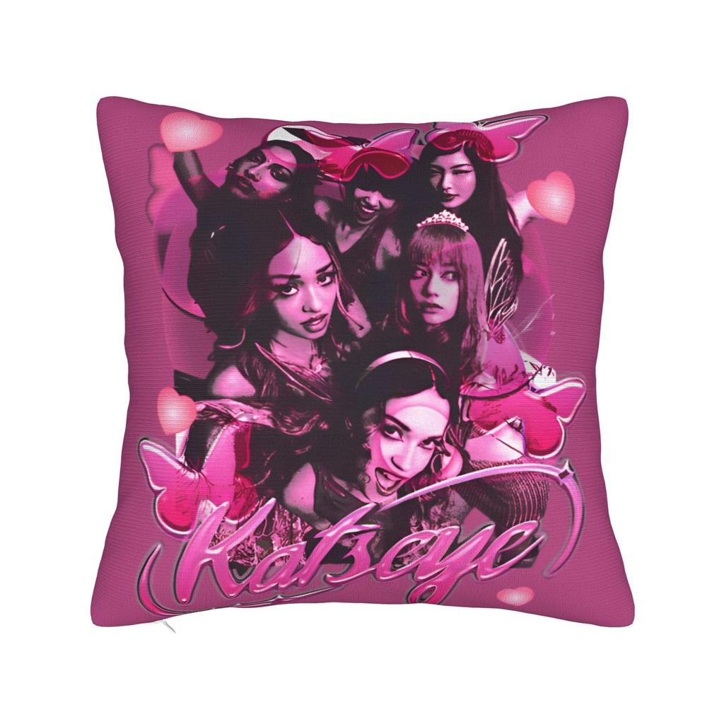 Katseye Kpop Style Square Pillow Cases Cushion Cover Vintage Zippered Decorative Throw Pillow Case Cover For Home 45X45Cm