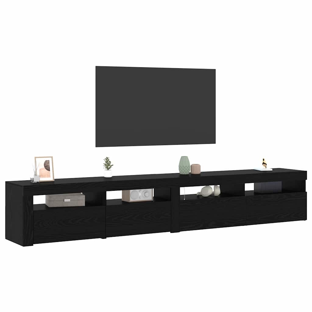 TV Cabinet Set of 2 Black Oak Effect 240 X 35 X 40 Cm