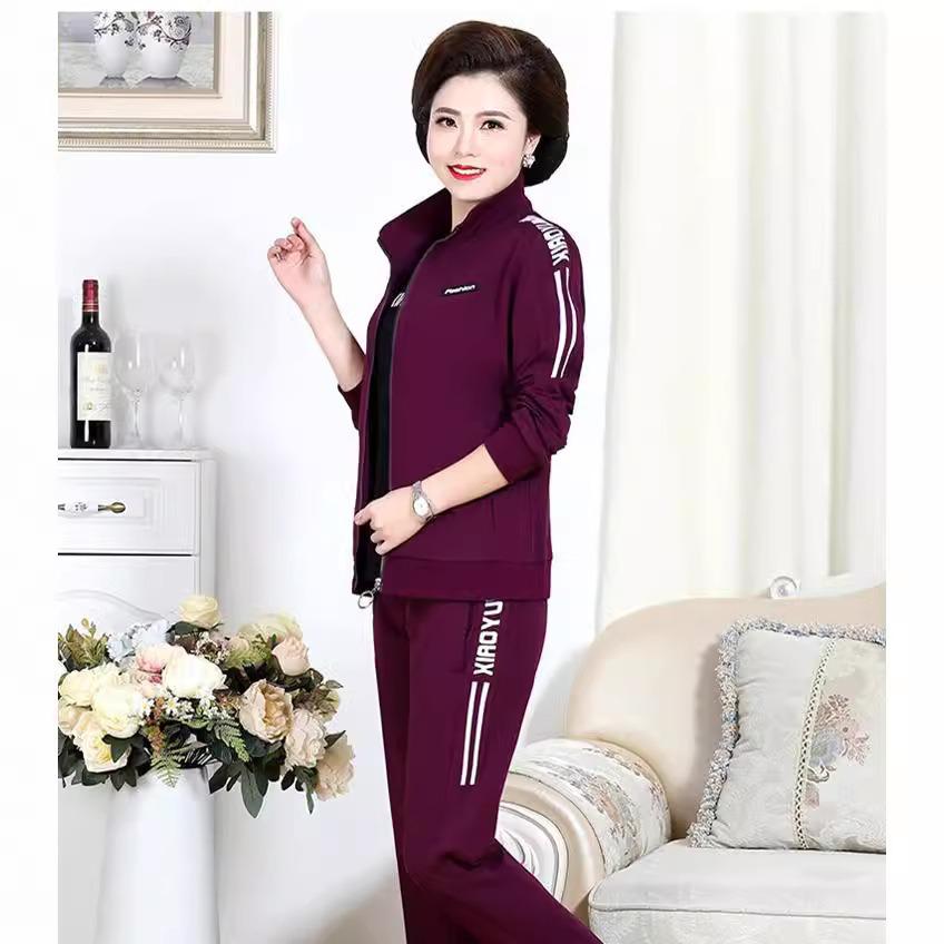 Spring Two-Piece Sportswear Set for Middle-Aged and Elderly Women
