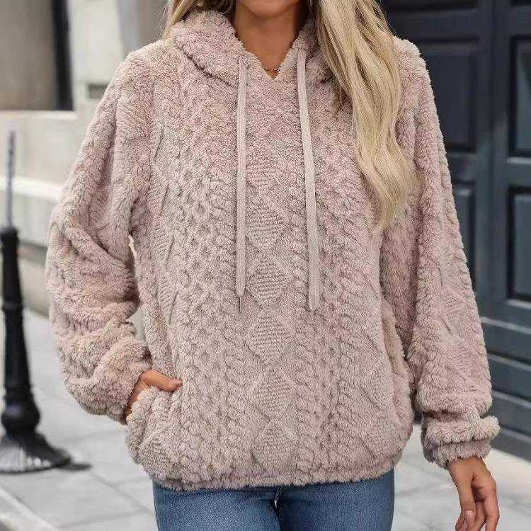 Sweat-shirts à capuche à manches longues imprimés couleur unie décontractés pour femmes