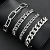 4pcs Set Punk Thick Cuban Link Bracelets Simple Chunky Exaggerated Stacked Chain Bracelet For Women Fashion Daily Wear Jewelry