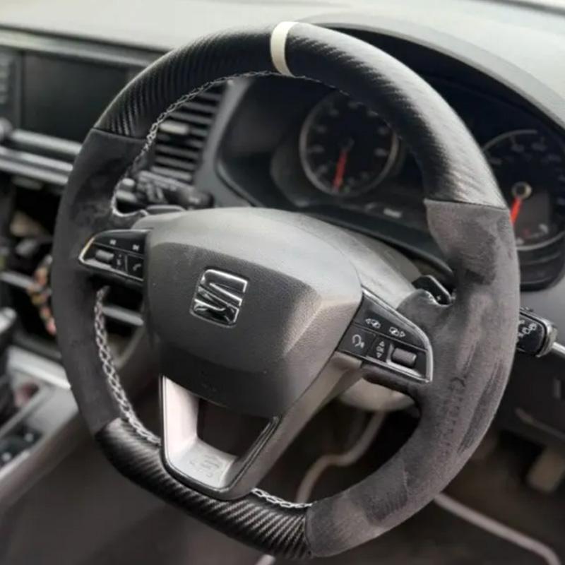 DIY copper stripe suede Car Steering