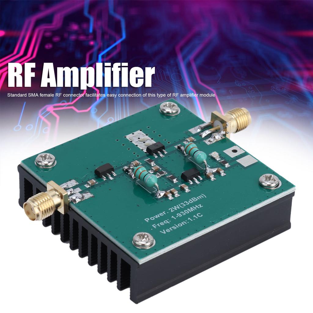 RF Wideband Amplifier Low Power Broadband Module Standard SMA Female Connector 1‑930MHz 2.0W