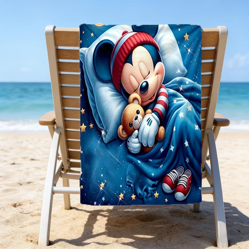 1pc M-Mouse Beach Towel, Beach and Seaside Swimming Pool Equipment, Fashion Pattern, Rectangular, Travel Essentials