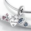 925 Silver Charms Love Mother Family Sister Heart Beads Fit Original Bracelet DIY Woman Jewelry Gift For Friend