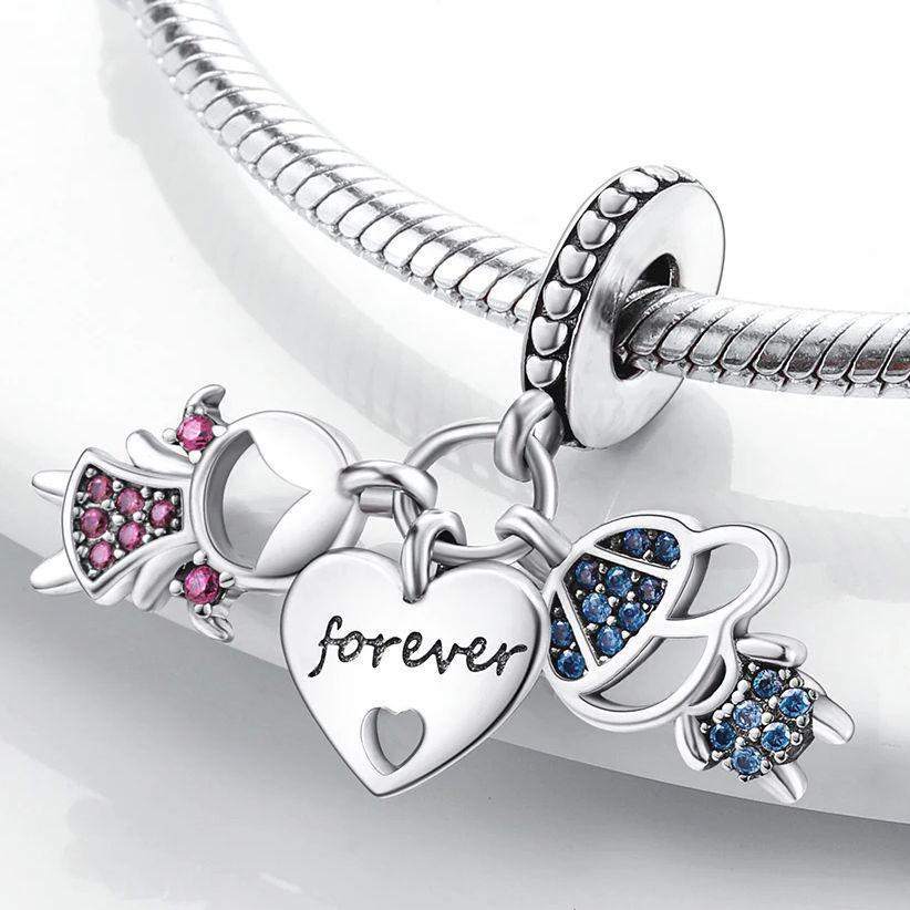 925 Silver Charms Love Mother Family Sister Heart Beads Fit Original Bracelet DIY Woman Jewelry Gift For Friend