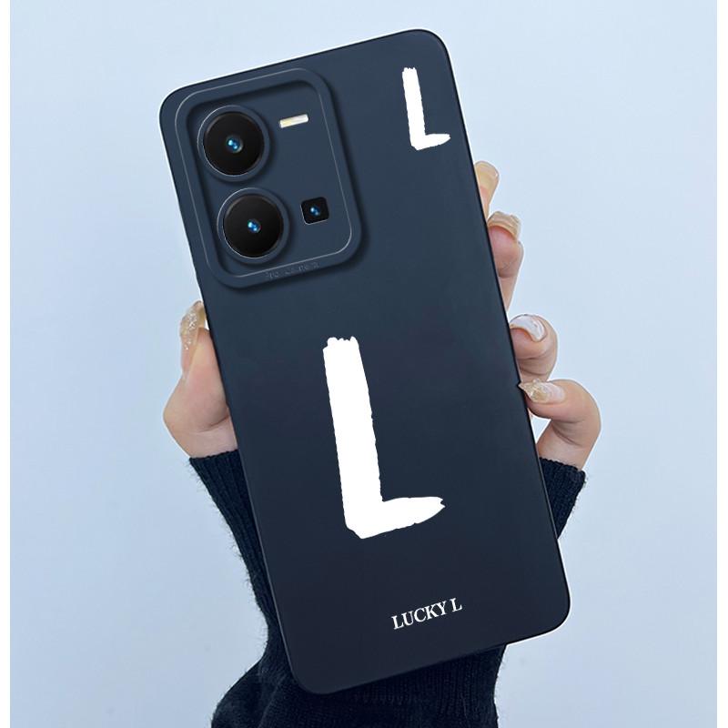 For Vivo Y35 Case Cute Initial Letters Soft Liquid Silicone Back Cover For Vivo Y 35 4G Funda Anti Drop Phone Protector Coque