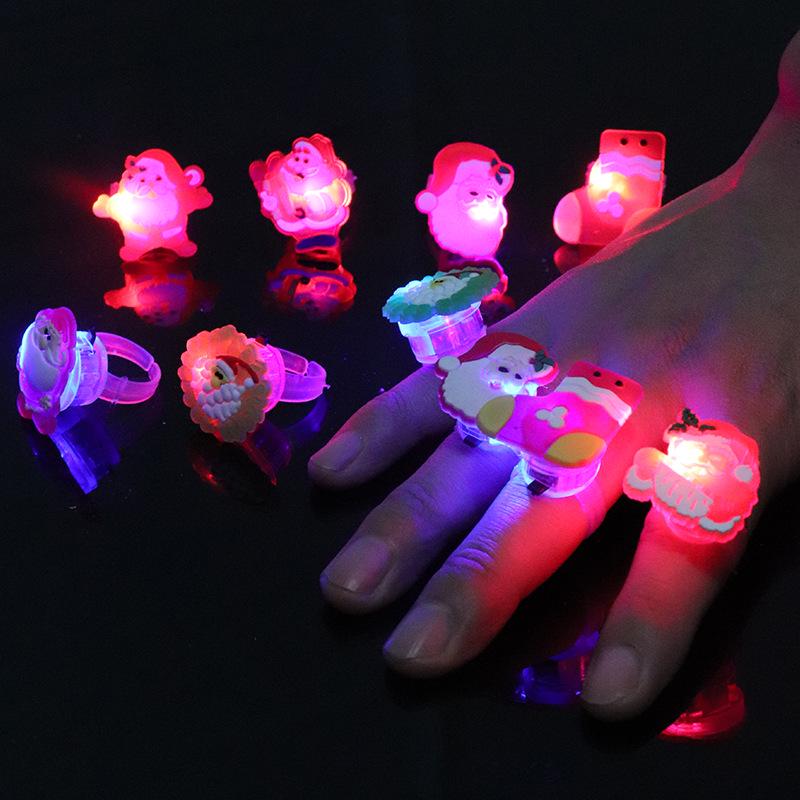 Children's Luminous Christmas Glitter Cartoon Ring Decorations