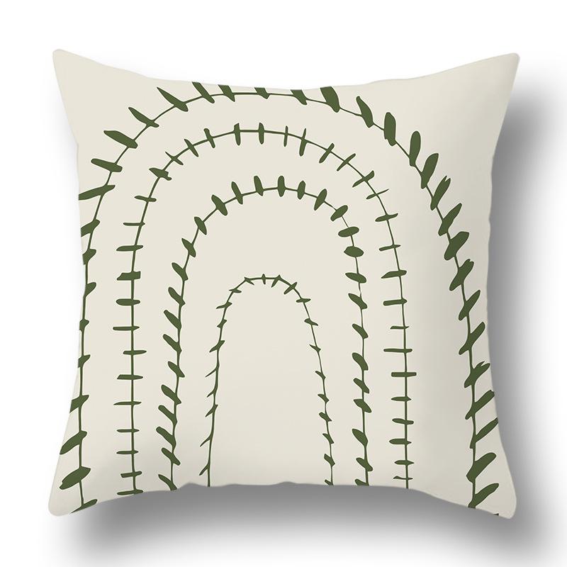 Nordic Abstract Green Geometric Pillowcase Flower Print Home Petal Velvet Pillow Cushion Cover