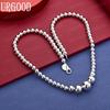 925 Sterling Silver Classic Polished Lucky Bead Necklace - Banquet Gift Jewelry
