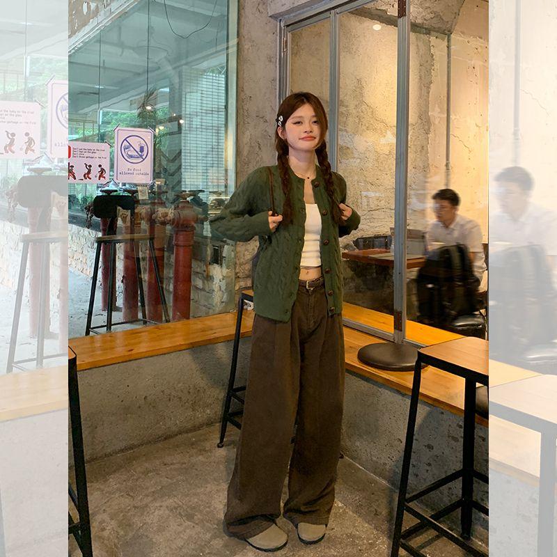 Women's Solid Color Knitted Cardigan Sweater Coat Women's Autumn Sweater Outerwear High-end Korean Style Top