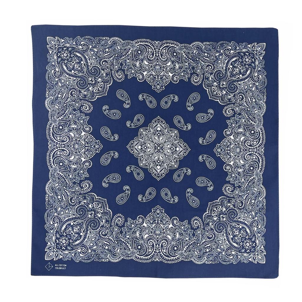 Kakatrend Bandana Navy Paisley 100% Cotton Adult Bandana Handkerchief Unisex Durag Large 55cm X 55cm