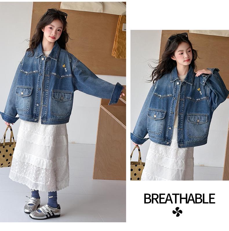 Girls' Stylish Denim Jacket - Spring/Autumn 2026 Casual Wear