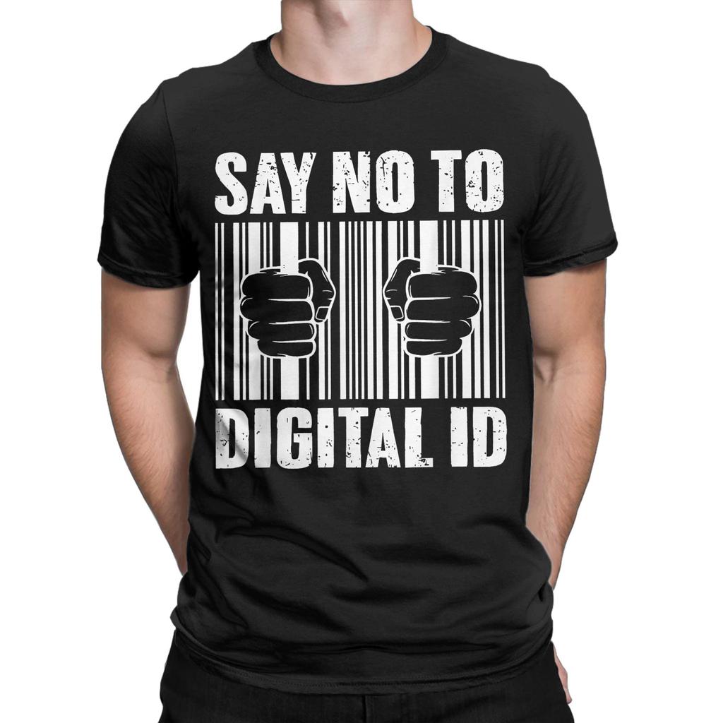 Say No To Digital Id British Men's T Shirts BritCard Protest Privacy Funny Tees Short Sleeve T-Shirt 100% Cotton Adult Clothing