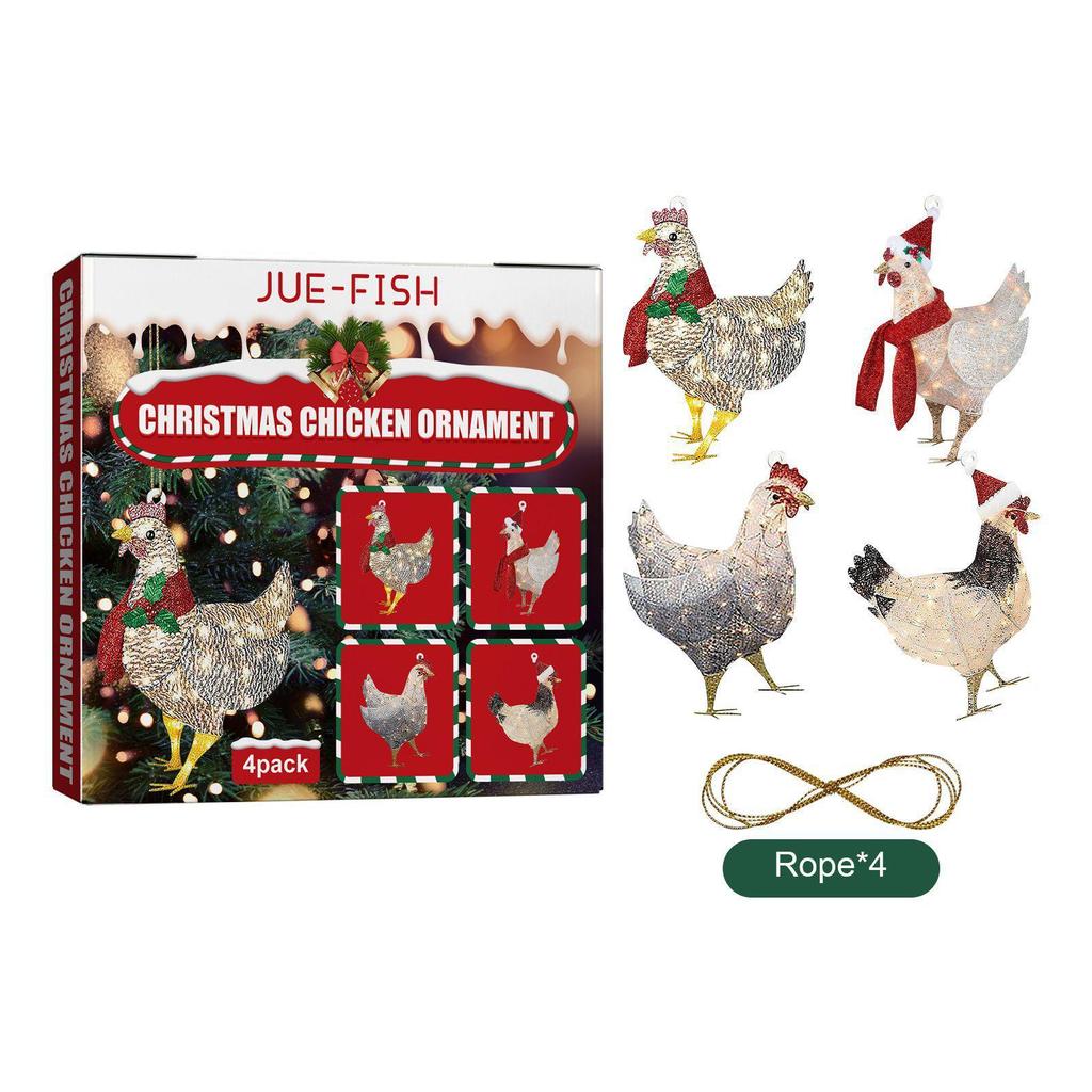 Set Sciarpa e Ciondolo Pollo di Natale - Decorazioni Festive per Albero e Casa